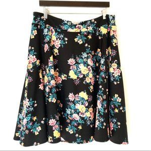 •SKIRT• Floral Circle Black Pink SZ 1X